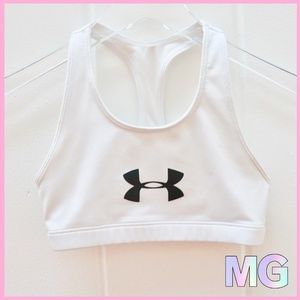 Girls Under Armour White and Black Sports Bra SM